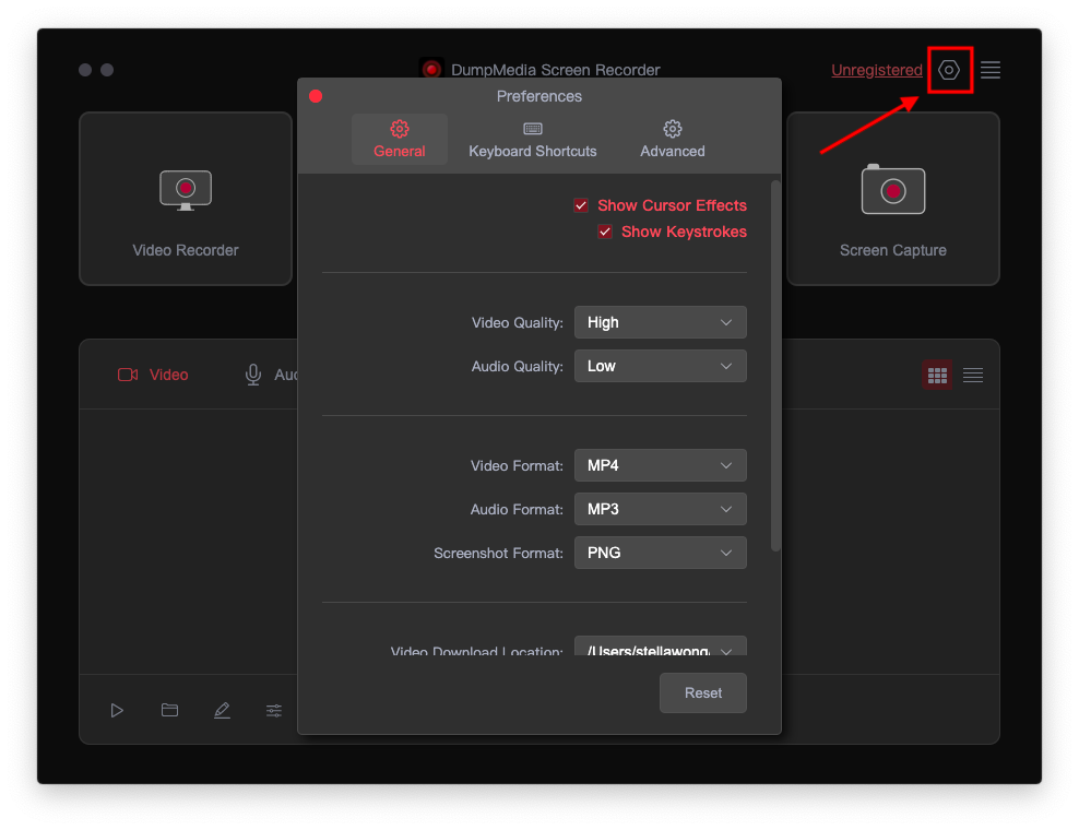 Adjust Settings for Recordings