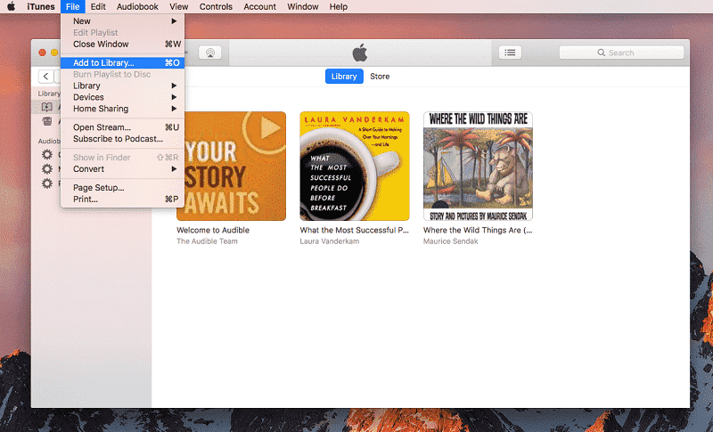 iTunesでAACファイルを開く