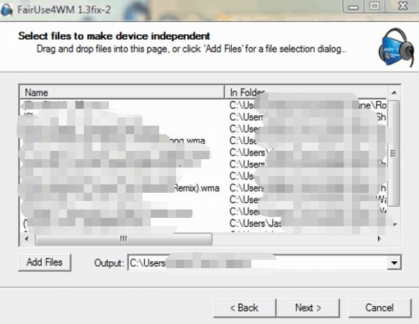 FairUse4WMにファイルを追加する