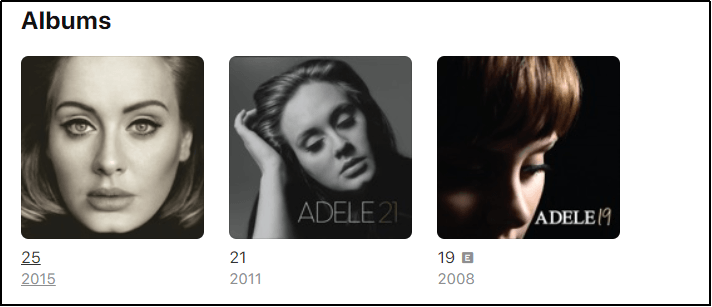 Apple MusicのAdeleのアルバム