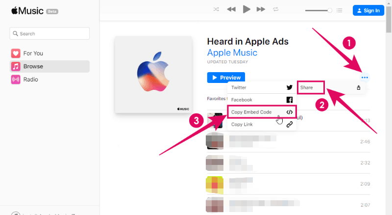 AppleMusicを埋め込む