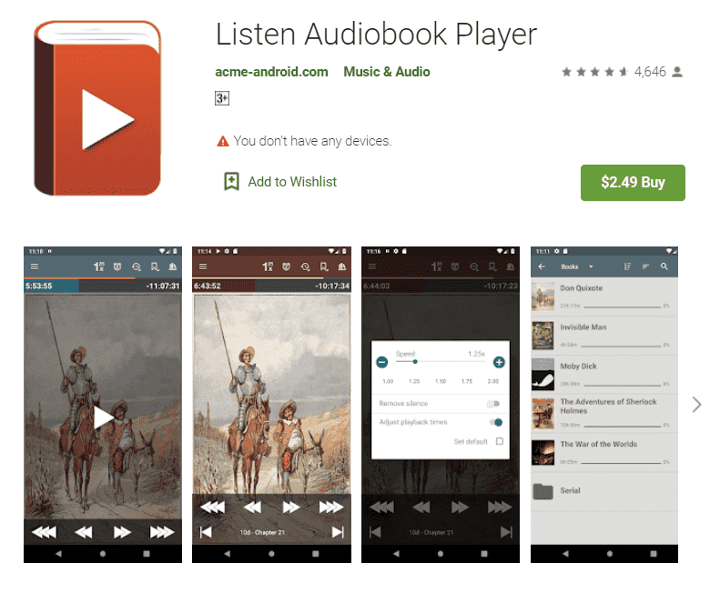 Listen AudiobooksPlayerを使用してAndroidでiTunesM4Bオーディオブックを再生する