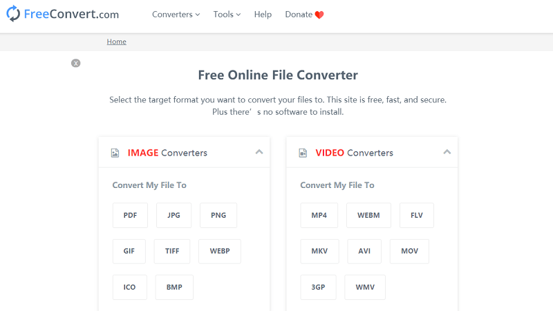 無料のオンラインコンバーターFreeConvert.com