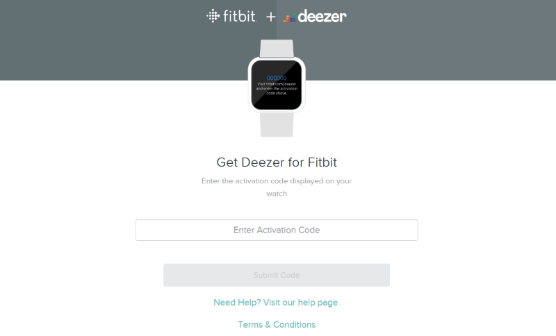 Fitbit Deezer アクティベート ページでアクティブ コードを入力してください