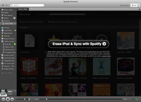 iPodを消去してSpotifyと同期