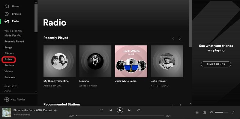 Spotifyでアーティストラジオを開く