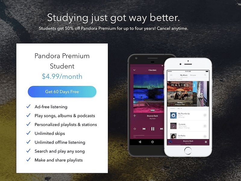 Pandora Student のプレミアム価格と特典