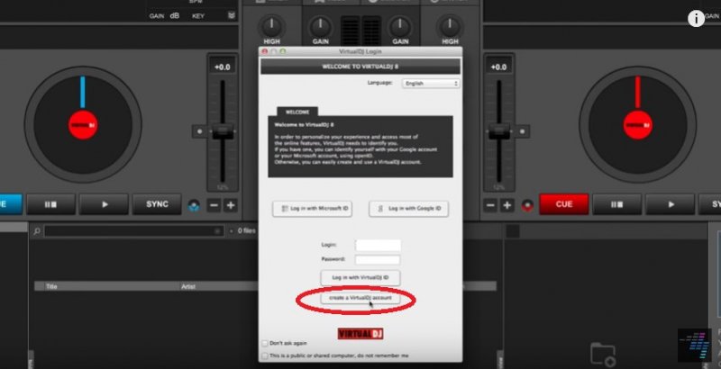 VirtualDJでアカウントを作成する