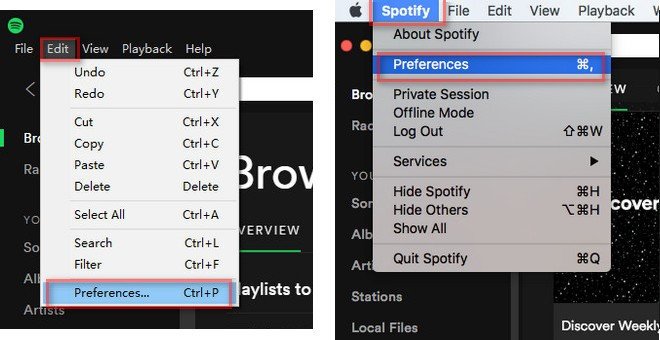 Spotifyアプリケーションを開いて、[設定]ボタンをクリックします