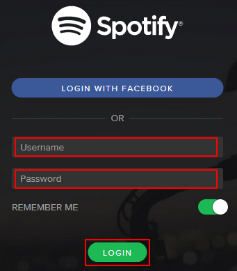 Spotifyアカウントにログインします