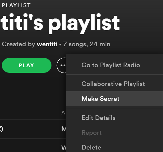 プレイリストを秘密にする