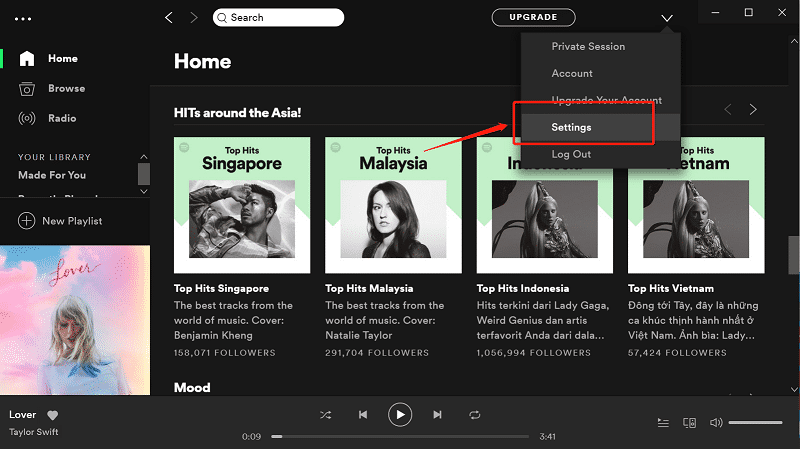 Spotifyアプリケーションを開く