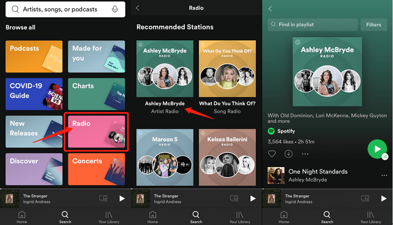 Spotifyのラジオ機能を使用する