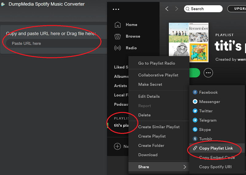 Spotifyからプレイリストを追加 DumpMedia コンバータ