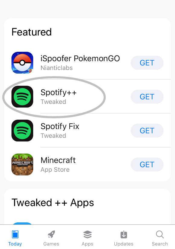 クラック版のSpotifyアプリ