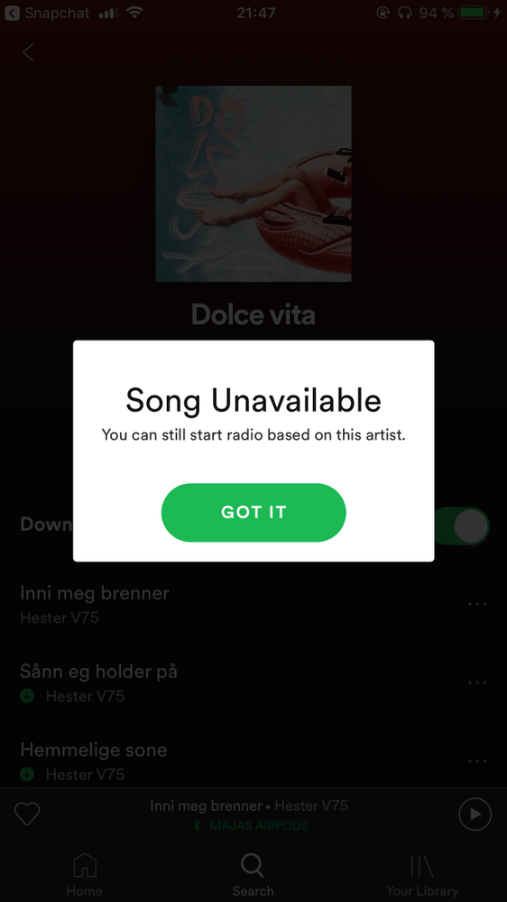 Spotifyの曲が消えた