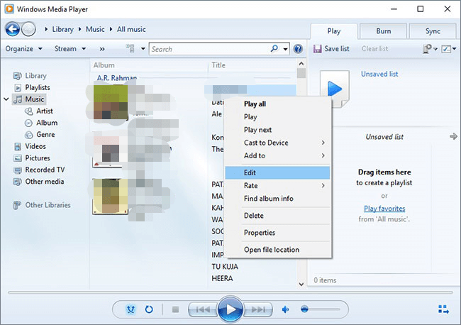 Windows MediaPlayerでMP3を編集する